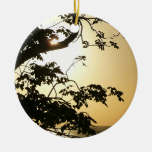 Sunset Through Trees II Tropical Photography Ceramic Tree Decoration