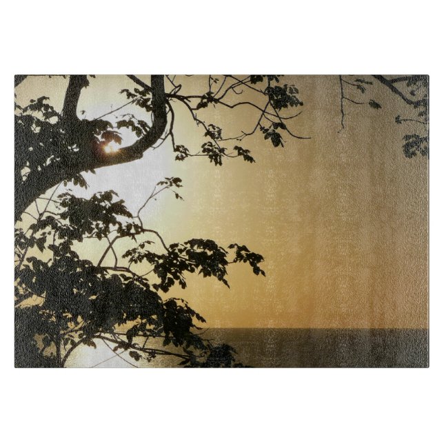 Sunset Through Trees II Tropical Photography Cutting Board (Front)