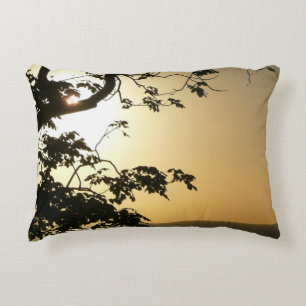 Sunset Through Trees II Tropical Photography Decorative Cushion
