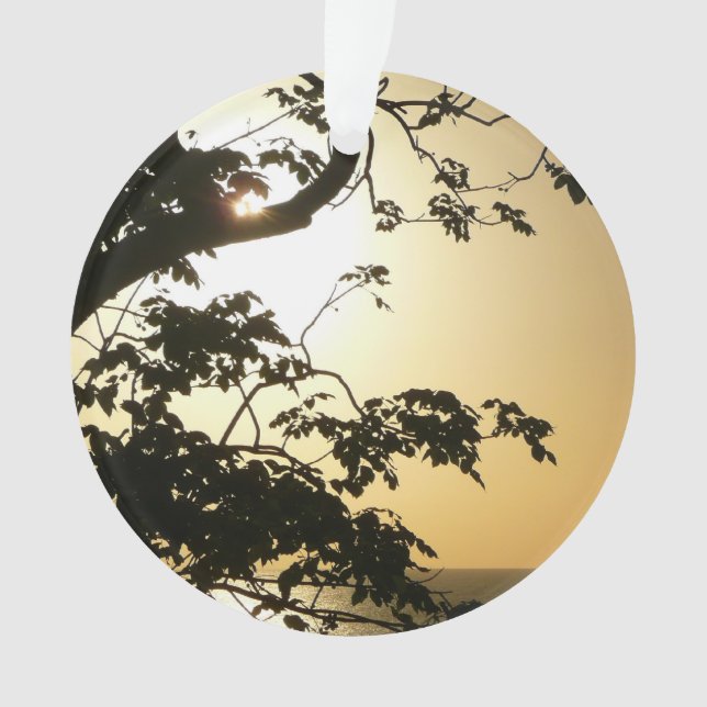 Sunset Through Trees II Tropical Photography Ornament (Front)