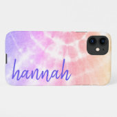 Sunset Tie Dye Personalised Name iPhone Case (Back Horizontal)