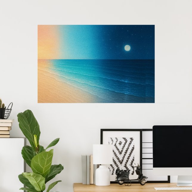 Sunset to Moonlight Ocean Poster (Home Office)
