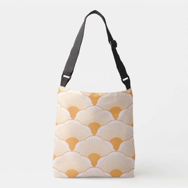 Sunset, tonal orange, concrete texture crossbody bag (Front)
