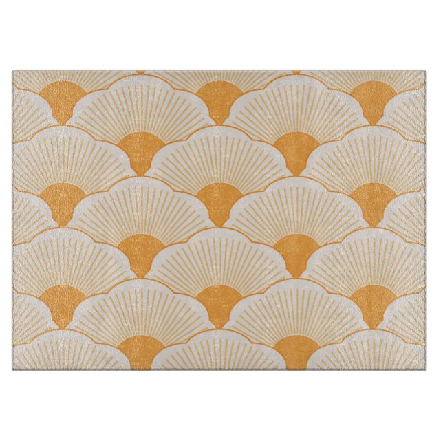 Sunset, tonal orange, concrete texture cutting board (Front)