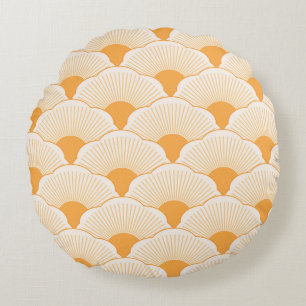 Sunset, tonal orange, concrete texture round cushion