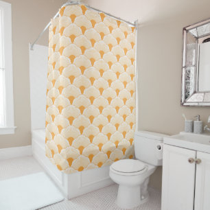 Sunset, tonal orange, concrete texture shower curtain