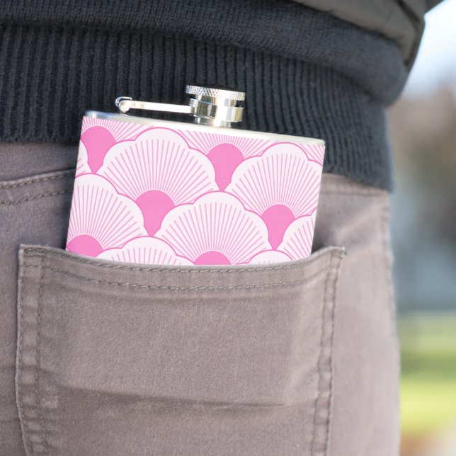 Sunset, tonal pink, concrete texture hip flask (In Situ)