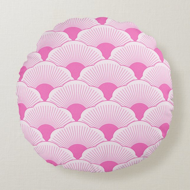 Sunset, tonal pink, concrete texture round cushion (Front)