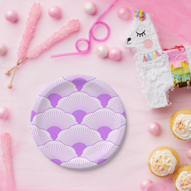 Sunset, tonal violet, concrete texture paper plate (Party)
