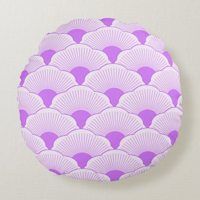 Sunset, tonal violet, concrete texture round cushion (Front)