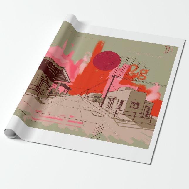 sunset town  wrapping paper (Unrolled)
