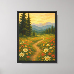 Sunset Trail Through Wildflower Meadow Canvas Print