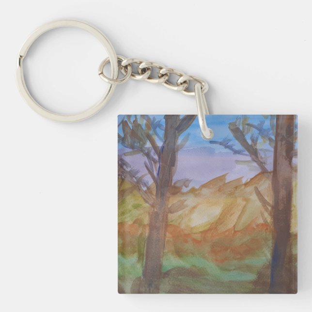 Sunset Trees Acrylic Key Ring (Front)