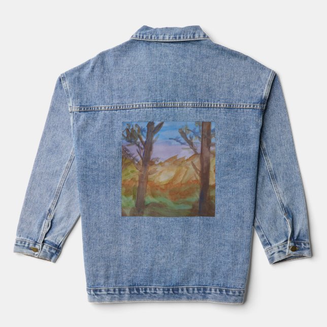 Sunset Trees Denim Jacket (Back)