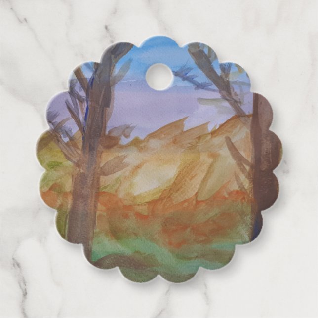 Sunset Trees Favour Tags (Front)