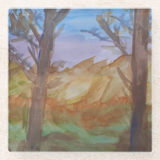 Sunset Trees  Glass Coaster (Front)