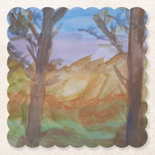 Sunset Trees  Paper Coaster