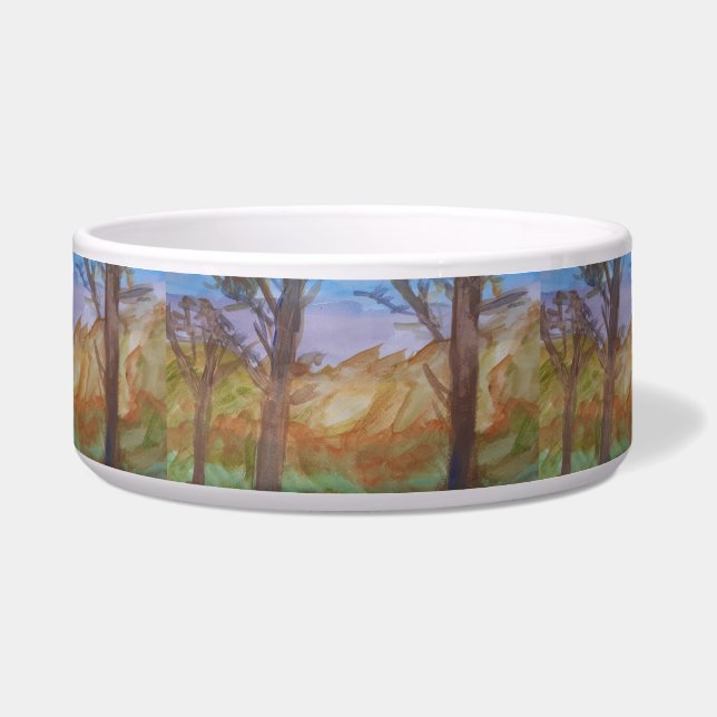 Sunset Trees Pet Bowl (Front)
