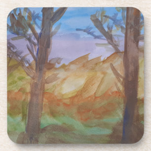 Sunset Trees Plastic Coaster