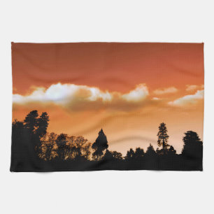 Sunset trees tea towel