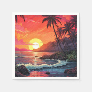 Sunset Tropical Beach Paradise Island Napkin