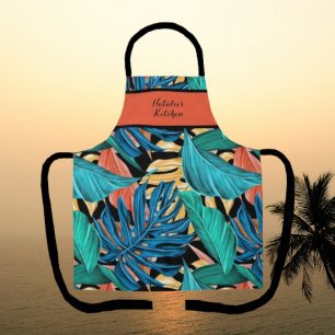 Sunset Tropical Botanical Banana Leaf Apron