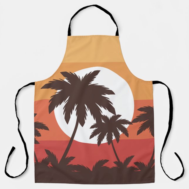 Sunset Tropical Palm Beach Vintage Apron (Front)