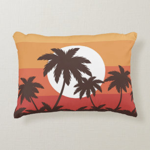 Sunset Tropical Palm Beach Vintage Decorative Cushion