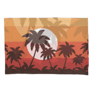 Sunset Tropical Palm Beach Vintage Pillowcase