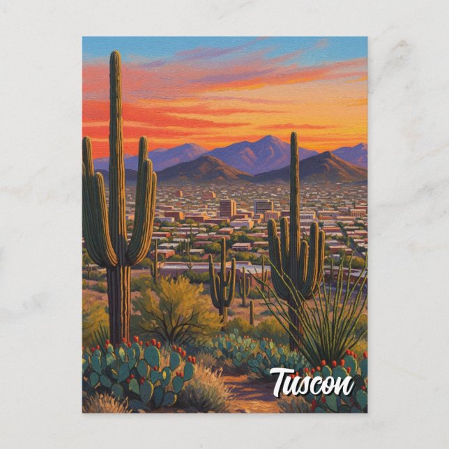 Sunset Tuscon Skyline Arizona Travel Postcard (Front)