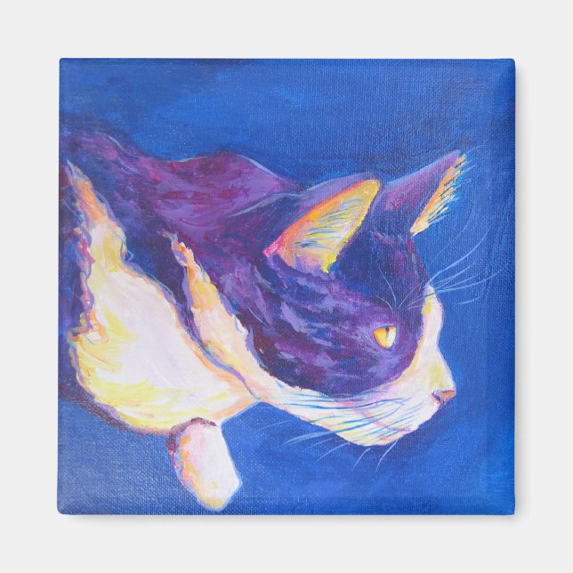 Sunset Tuxedo Cat Pet Art Custom Magnet (Front)