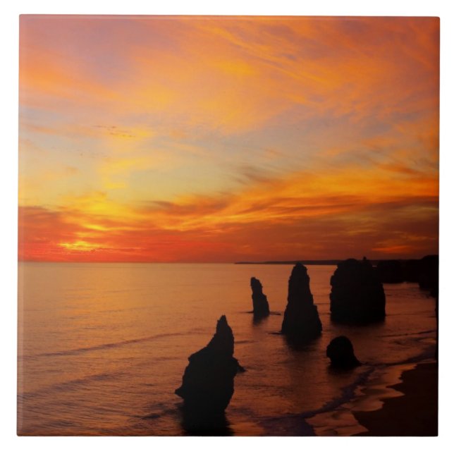 Sunset, Twelve Apostles, Port Campbell National Tile (Front)
