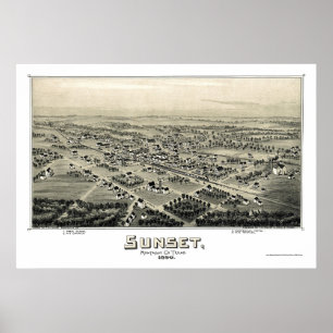 Sunset, TX Panoramic Map - 1890 Poster