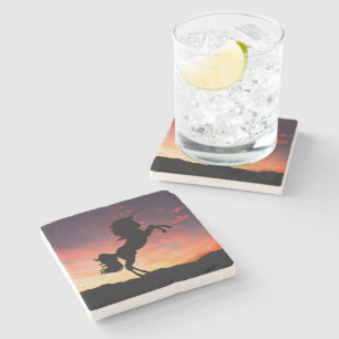 Sunset Unicorn Silhouette Stone Echo Coaster