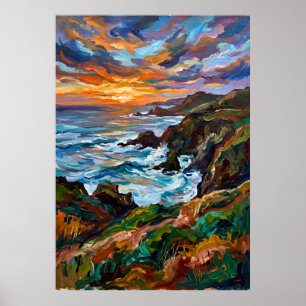 Sunset Valley Landscape Poster
