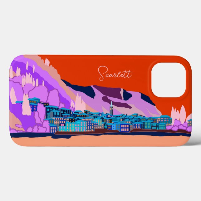 Sunset Varenna Como Italy Illustration Travel Case-Mate iPhone Case (Back (Horizontal))
