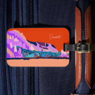 Sunset Varenna Como Italy Illustration Travel Luggage Tag