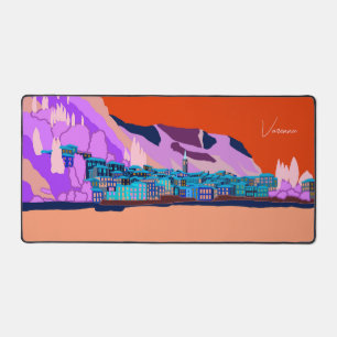Sunset Varenna Lake Como Italy Illustration Travel Desk Mat
