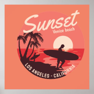 sunset venice beach   poster