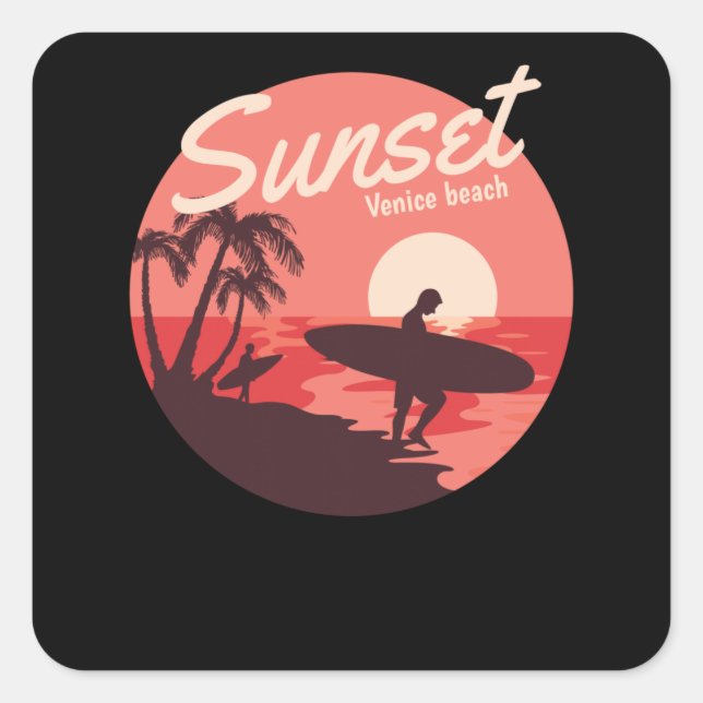 Sunset Venice Square Sticker (Front)