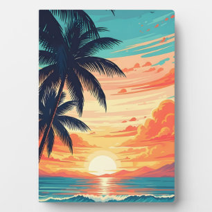 Sunset Vibes Retro Beach Plaque