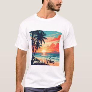 Sunset Vibes Retro Beach T-Shirt