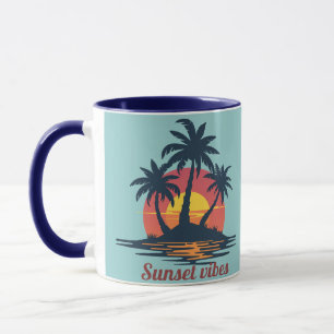 Sunset Vibes Tropical Palm Trees Beach Coffee Mug