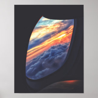 Sunset View from an Aeroplane Window Poster