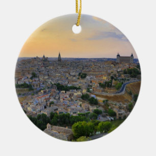Sunset view of Toledo Spain Ceramic Tree Decoration