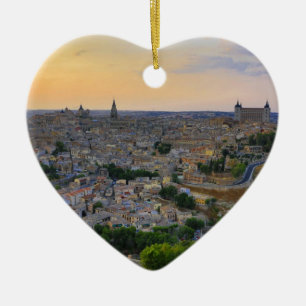 Sunset view of Toledo Spain Ceramic Tree Decoration
