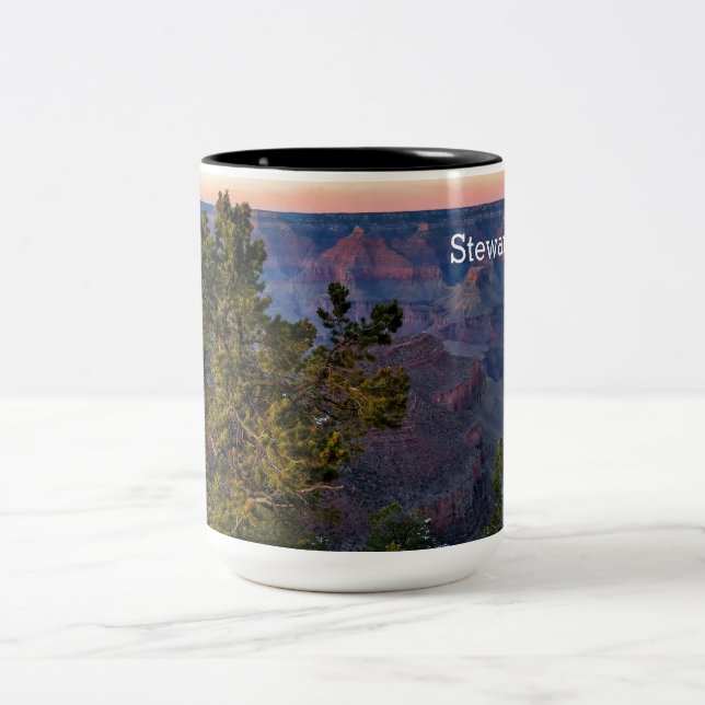 Sunset View Pine Tree Grand Canyon Arizona Desert Two-Tone Coffee Mug (Center)
