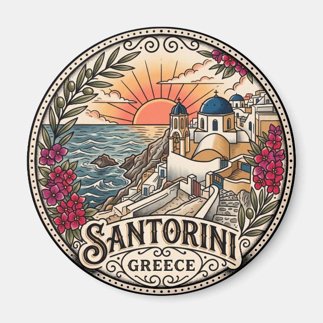 Sunset View Santorini Greece Magnet (Front)