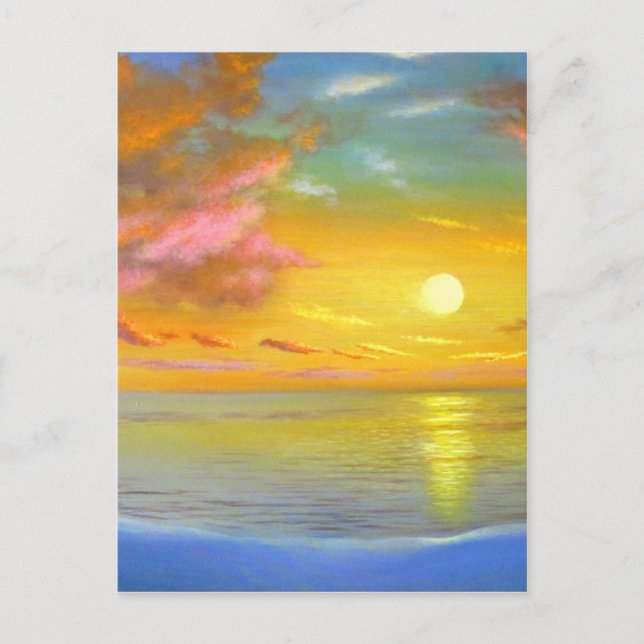 Sunset View Seascape Landscape Painting - Multi Postcard (Front)