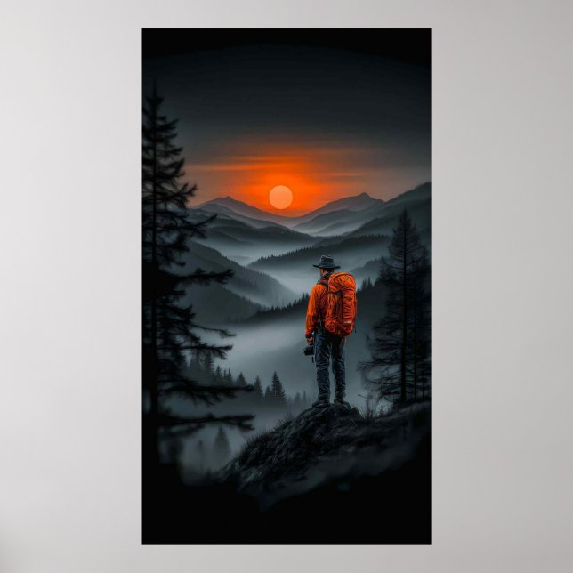 Sunset View: The Hiker's Vista Poster (Front)
